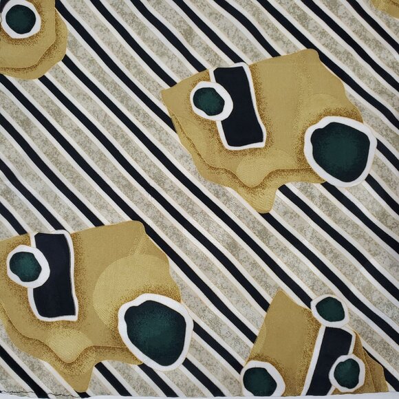 100% Silk Hand-Rolled Hem Pocket Square Handkerchief Abstract Gold Green - Picture 3 of 5